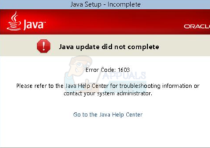 Java Fehlercode 1603